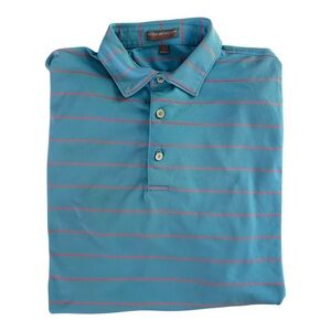 Peter Millar Blue and Pink Polo Shirt Classic Striped Design